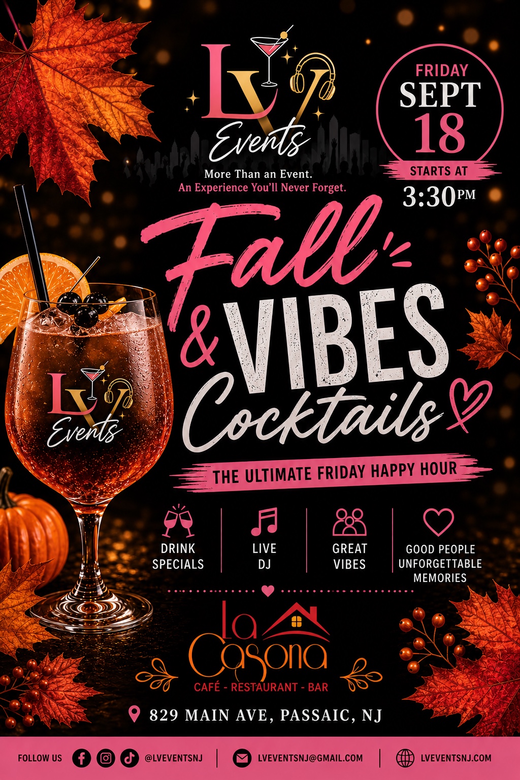Fall Vibes and Cocktails flyer